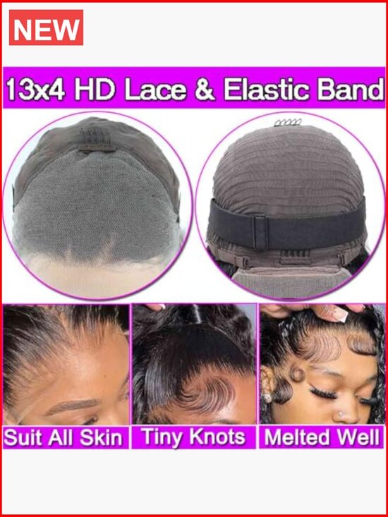13x4 Lace Front Wig Human Hair Pre Plucked 180 Density Wet and Wavy Curly Lace main image 5